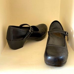 DANSKO Black leather Mary Jane Low Heeled Shoes